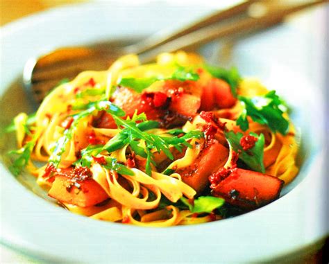 Tagliatelle With Pan-fried Pumpkin And Red Pepper Oil - RecipeMatic