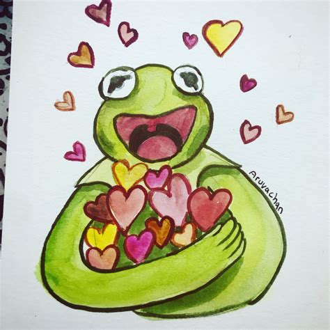 Painting Kermit Heart Meme Drawing Meme Creation