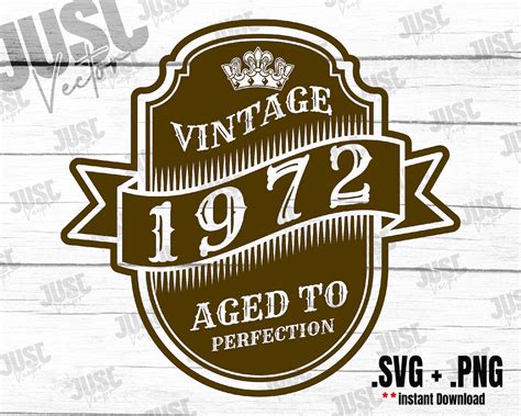 Vintage 1972 Aged to Perfection Retro label Svg 1972 | Etsy
