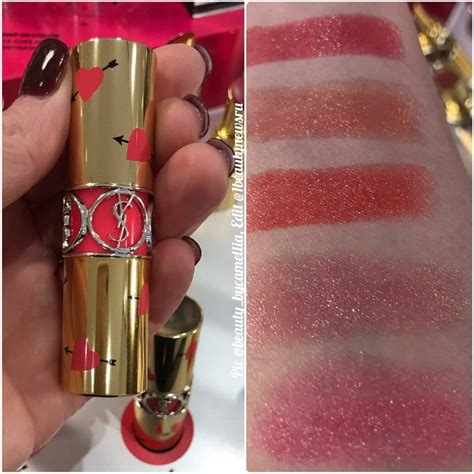 Свотчи губных помад YSL Rouge Volupte Shine Collector Oil in Stick