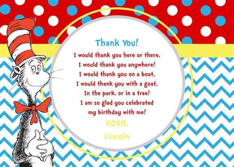 Cat In The Hat Inspired Printable Thank You Cards