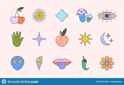Patchesstickersgeometric Cartoons Illustrations And Vector Stock Images