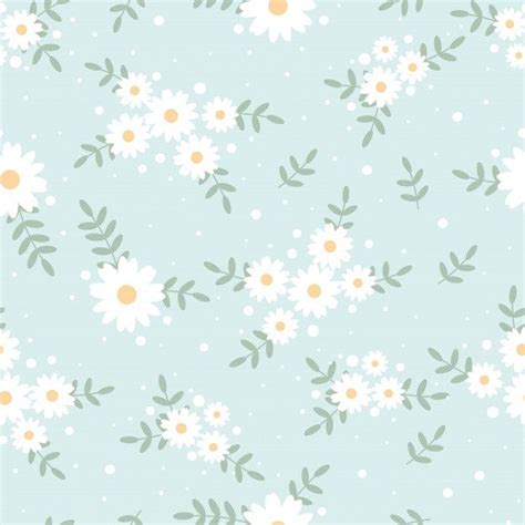 Premium Vector Cute Flat Style Tiny White Daisy Flower On Blue