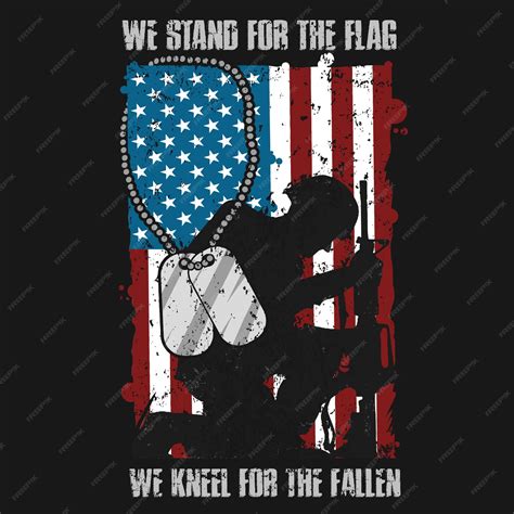 Premium Vector America Usa Veteran Army Stand For The Flag Kneel For