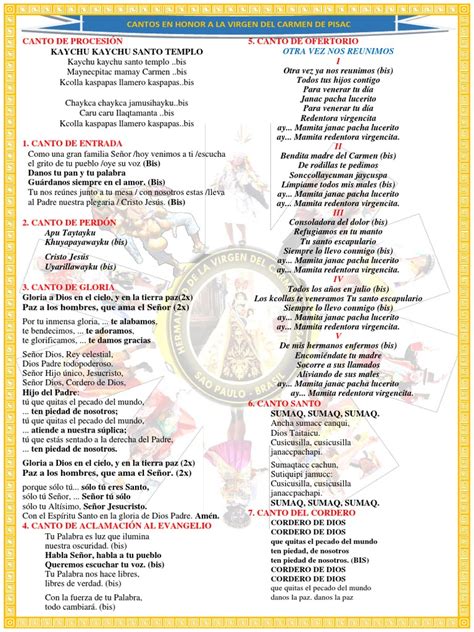 Cantos Virgen Del Carmen Fiesta2023 Pdf