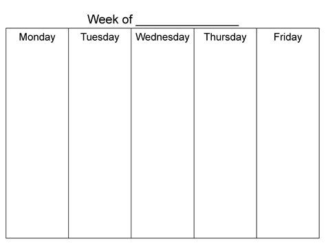M F Blank Weekly Printable Calendar Etsy Uk