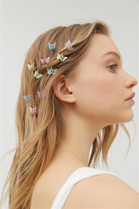 urban renewal vintage colorful mini butterfly clip set urban outfitters canada clip hairstyles