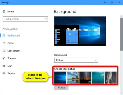 Reset Desktop Background Choose Your Picture History In Windows 10