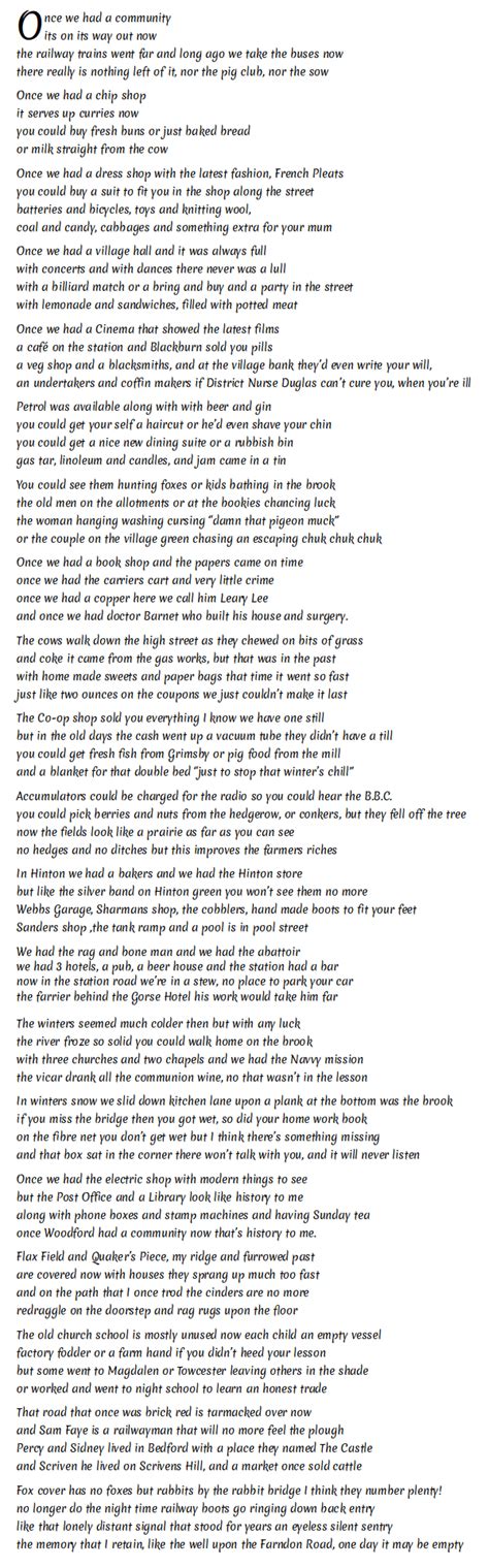 History Poem ~ Poems ~ Index | Woodford Halse Archive