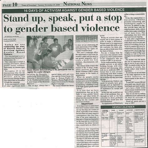 Stand Up Speak Put A Stop To Gender Based Violence The Times Of
