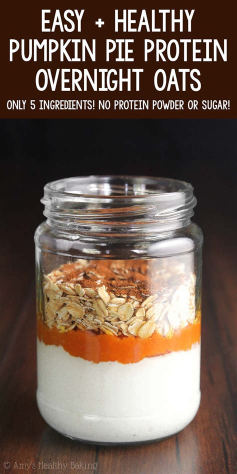 Overnight oats are raw rolled oats that have been soaked overnight with milk with a handful of other ingredients. Pumpkin Pie Protein Overnight Oats | Amy's Healthy Baking ...