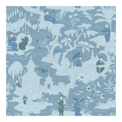 Sample Chinese Toile Blue Cole And Sons Chinoiserie Wallpaper Chairish