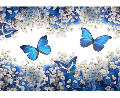 Sichere dir dein 5d diamond painting motiv und kaufe noch heute! 2019 Moderne Kunststile Blauw Schmetterling Muur 5d Diamond Painting /Diamant Malerei Set VM9752 ...