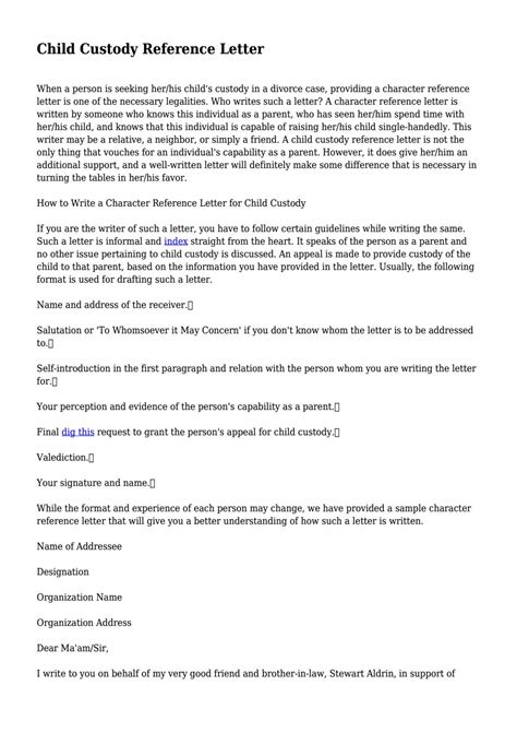 Child Custody Reference Letter By Earl5meyer45 Issuu