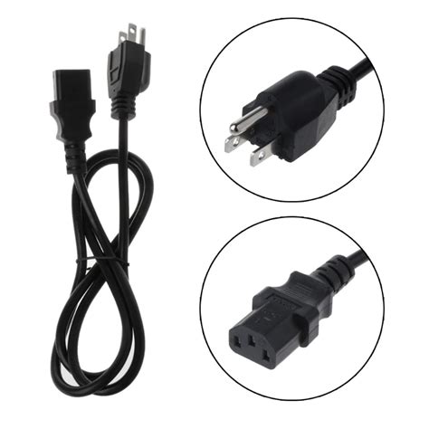 1pc Black Pvc Us Plug 3 Pin Ac Power Cord Cable Cable Wire 12m For Ac