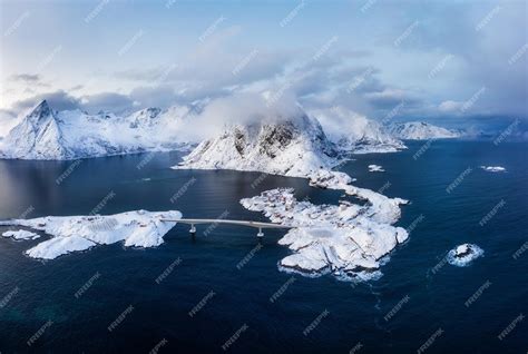 Premium Photo Winter Landscape From Air Aerial View On The Hamnoy