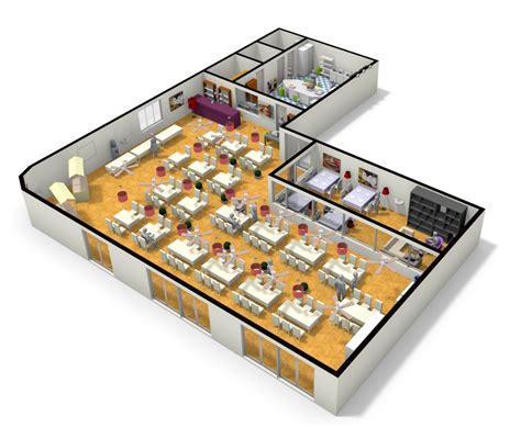 Welcome to the kitchen design layout series. 3D plan of Large restaurant from #floorplanner | Floor ...