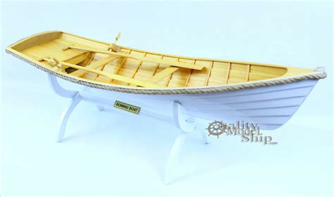 Rowing Boat 24 Clinker Hull Handmade Wooden Row Boat Model New