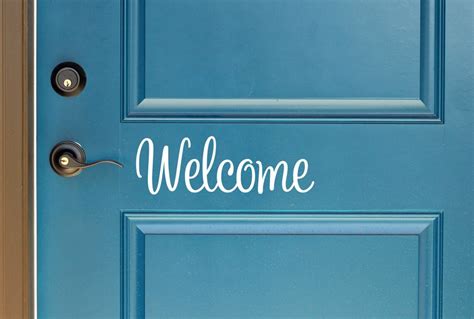 Cute Welcome Vinyl Door Decal Front Door Decals For Home And Etsy