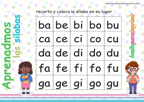Aprender silabas Para niños en PDF