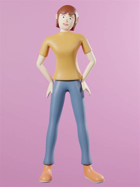 3d Model Cartoon Character Young Woman Rigged Vr Ar Low Poly Cgtrader