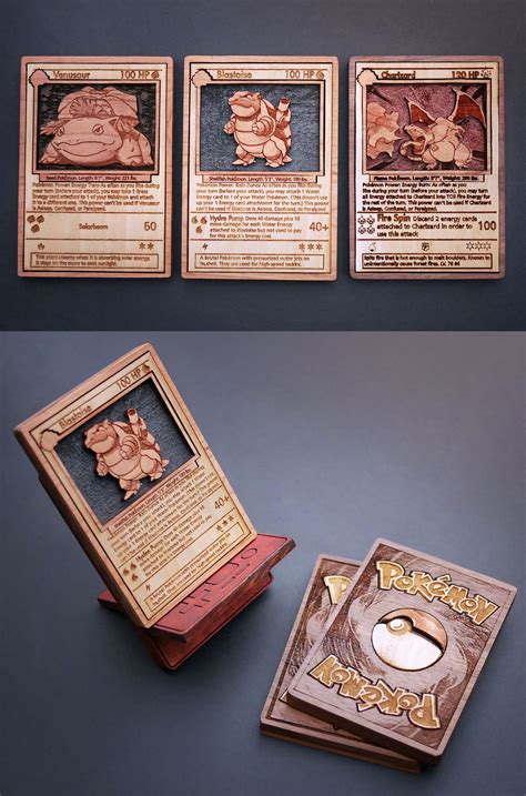 Custom Wooden Pokemon Cards Diy Pokemon Cards Pokemon Cards Pokemon