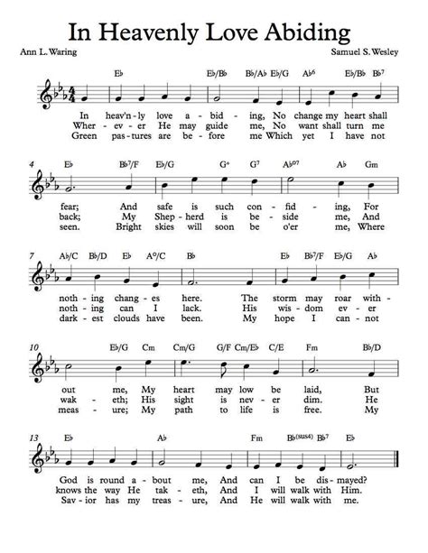 Free Lead Sheet In Heavenly Love Abiding Lead Sheet Hymn Music