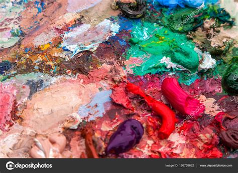 Frame Plan Palette Oil Paints Various Colors — Stock Photo