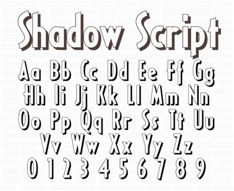 Shadow Font Svg File Alphabet Instant Download Script Shadow Etsy