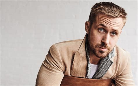 Download Wallpapers Ryan Gosling Photoshoot Portrait Canadian Actor Brown Jacket For Desktop