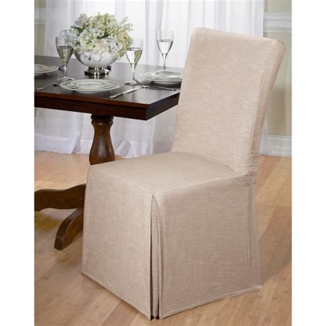 A chic way to bring your dining room dcor together in a simple cotton smooth suede shorty dining room chair covers (set of chair slipcovers overstock shopping the best prices online. Chambray Cotton Dining Chair Slipcover - On Sale ...