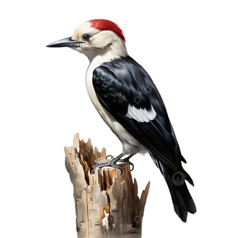 White Headed Woodpecker In Graceful Motion Copy Feathers Beaks Wings