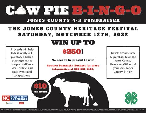 Jones County 4-H Cow Pie B-I-N-G-O Fundraiser (2022) | N.C. Cooperative