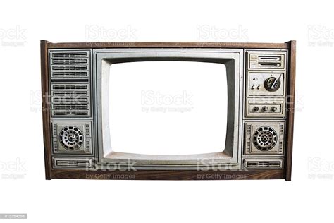 Vintage Television Isolated With Clipping Path Stock Photo Download