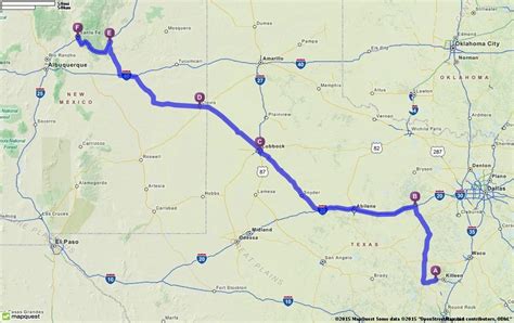 Editable Custom Driving Directions From Copperas Cove Texas To Santa
