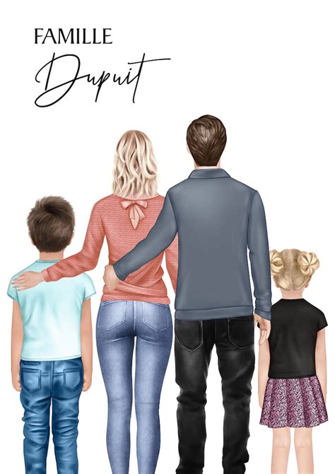 Portrait De Famille Personnalisé Cadeau Original Mère Enfant Etsy