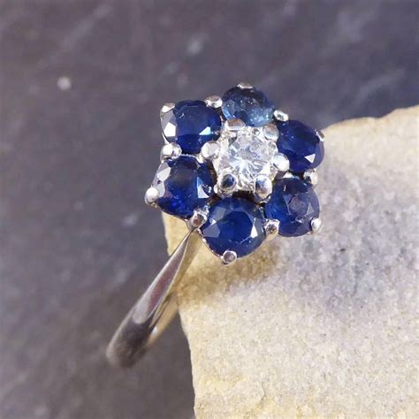 Own a piece of graff's history. Graff Sapphire and Diamond Cluster 18 Carat White Gold ...