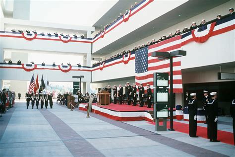 A Color Guard Passes The Reviewing Stand During The Opening Of The New