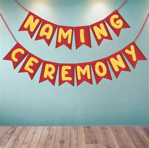 Wobbox Naming Ceremony Bunting Banner Yellow Font And Red Stripes