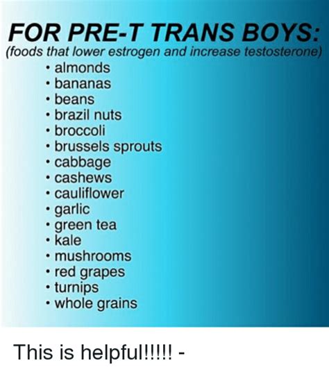 For Pre T Trans Boys Foods That Lower Estrogen And Increase