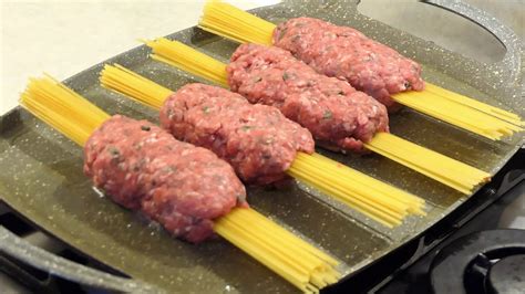 Spaghetti Wrapped In Minced Meat Youtube
