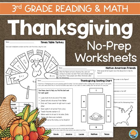Third Grade Thanksgiving Math And Reading Activities Made By Teachers