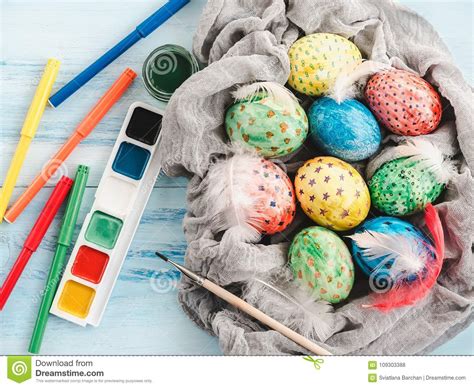 Easter Eggs Painted With Bright Colors Stock Photo Image Of Handmade