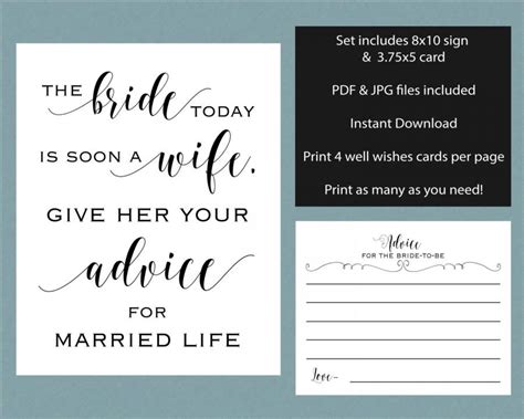 From who throws a bridal shower to when to send an invite, discover everything you need to know. Bridal Shower Advice Sign & Cards, Wedding Shower Advice Set, Printable Advice Sign, Digital ...