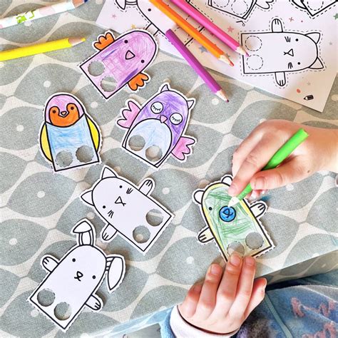 Colour Your Own Finger Puppets Card By Clara and Macy