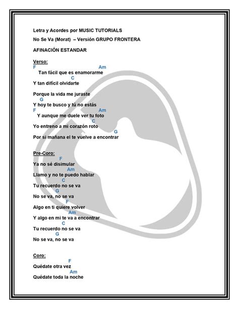 No Se Va Grupo Frontera Letra Y Acordes By Musictutorials Page 0001