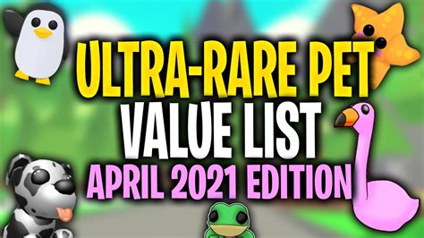 All Ultra Rare Pets Value List April 2021 Edition In Adopt Me Roblox