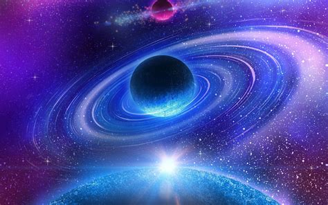Space Star Galaxy Nebula Sunlight Planet Rings Wallpaper Space