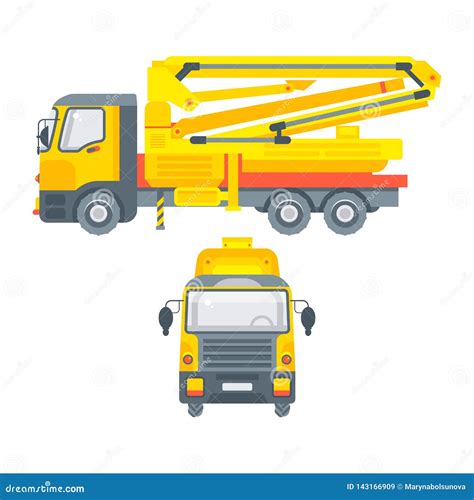 Concrete Pump Side View And Front View Stock Vector Illustration Of