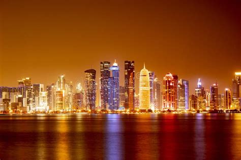 Doha City Qatar At Night Stock Photo Image Of Arabic 159527530